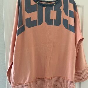 Free People Pink and Gray Crew Neck Sweater